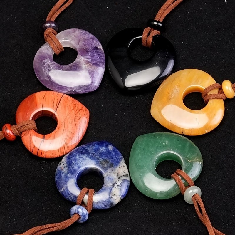 NATURAL STONE *** 1 x Large Gemstone Heart Pendant 40mm, with Choker