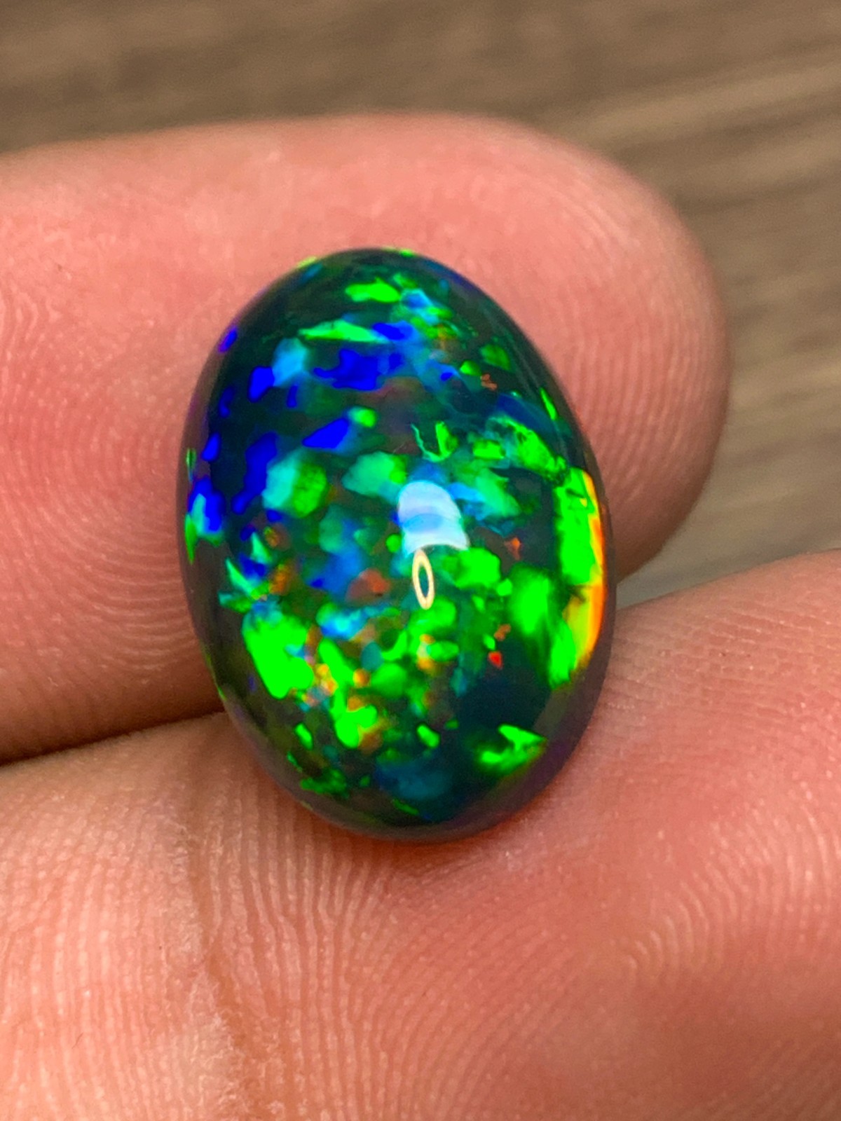 Ethiopian Black Opal Honeycomb Pin Fire 5.85 Carat Oval Cabochon Loose Gemstone