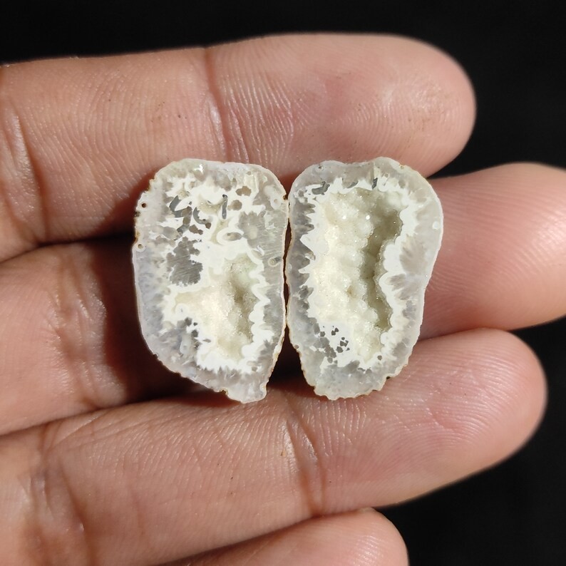 2 Pcs 30.00 Cts Natural Agate Druzy Drusy Earrings Supply As per Picture