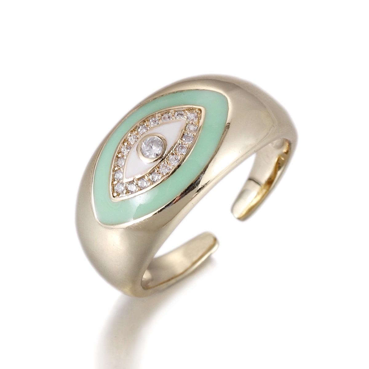 1Pcs Zircon Vintage Evil Eye Finger Ring For Women Men Gift Gold Color Turkish