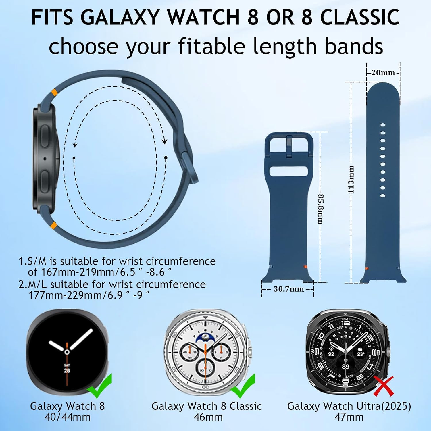 4 Pack Silicon Bands Compatible with Galaxy Watch 8 40Mm 44Mm 8 Classic 46Mm