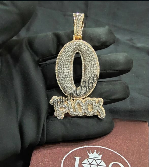 Men’s O Block Custom Layer Letter Pendant in VS SI Lab Grown Diamond 925 Silver