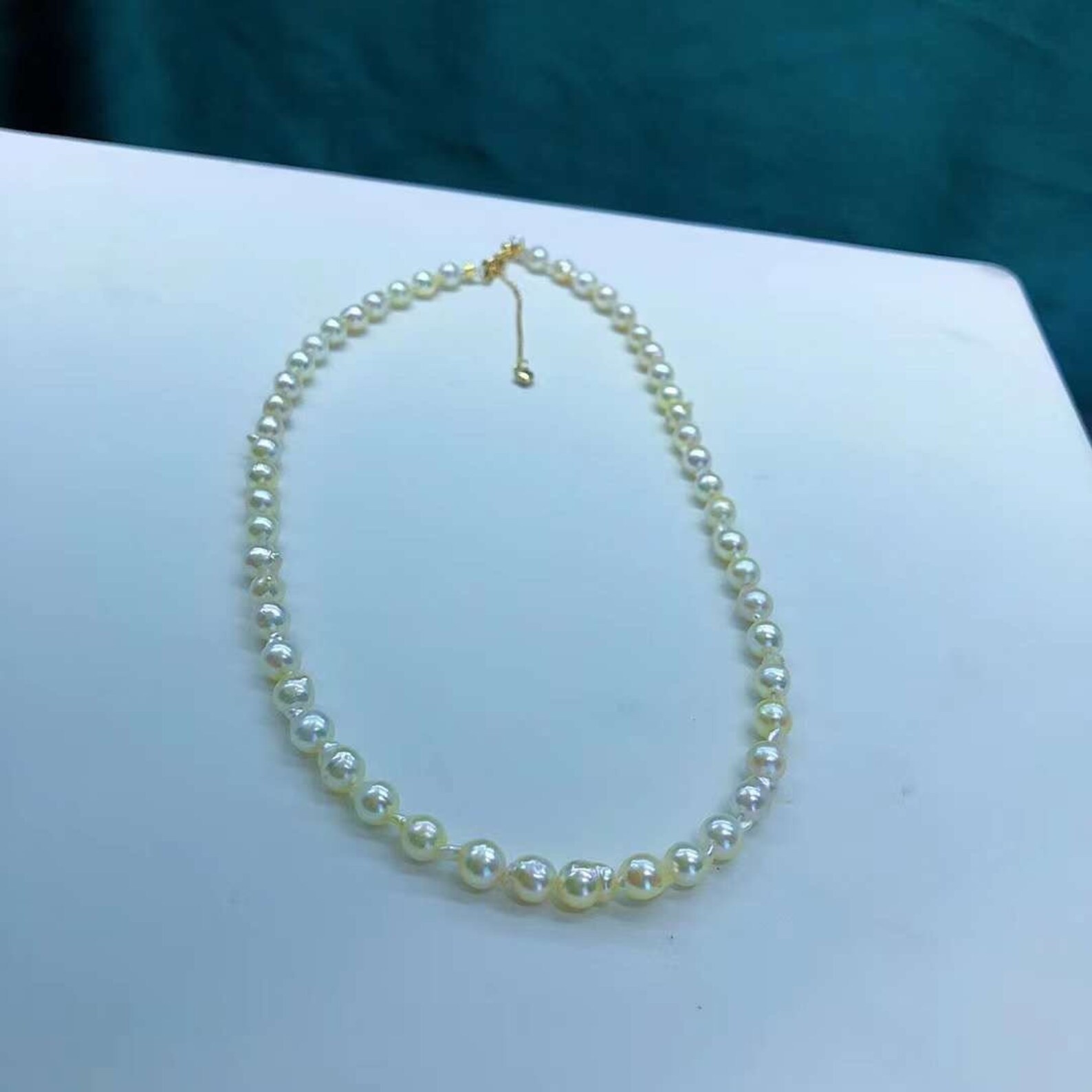 5mm-5.5mm Japanese Akoya Baroque Pearls Beaded Necklace Bright Champagne Gold