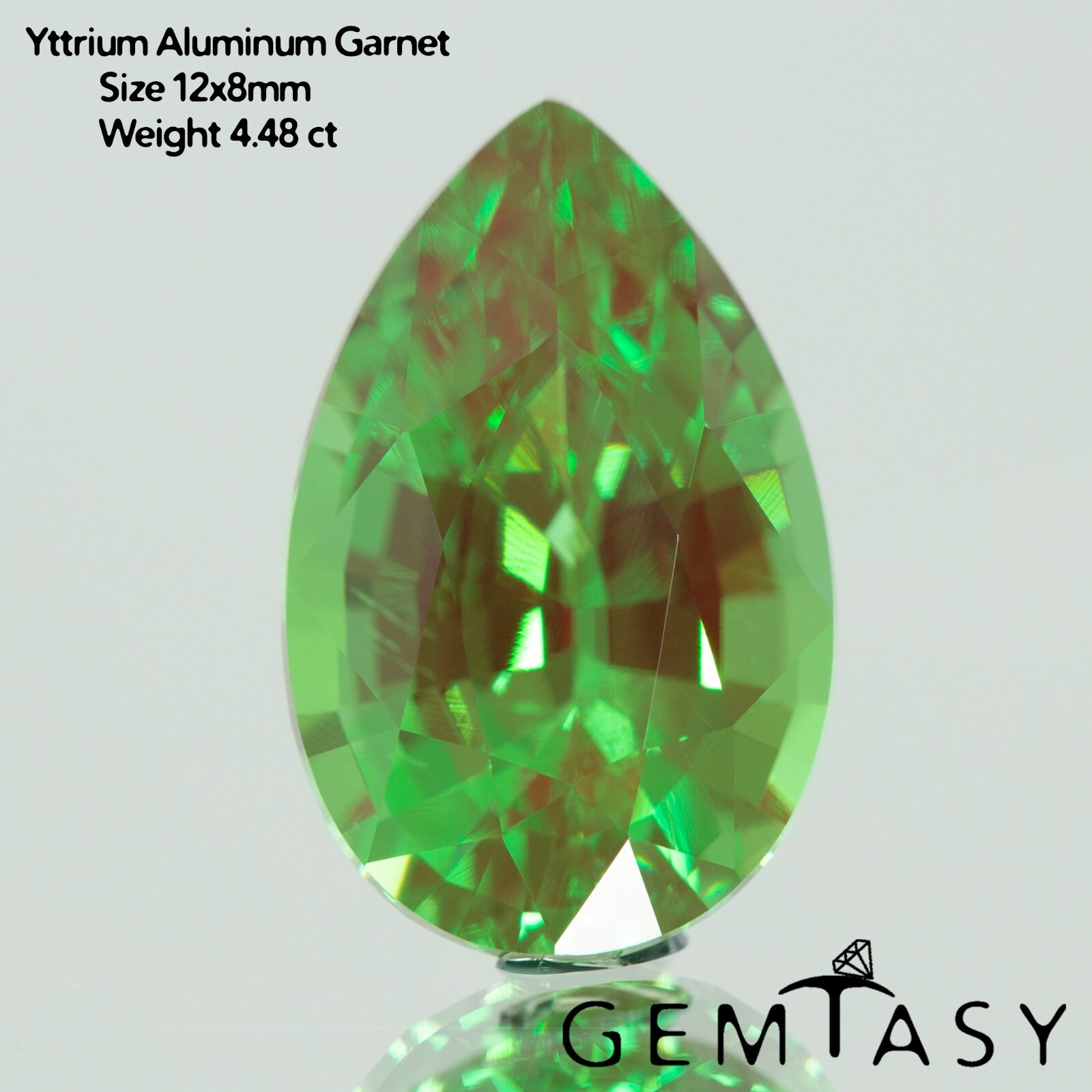 Cut stone – YAG Green-Red Czochralski (Pulled) lab grown, 12x8mm 3.94-4.48ct