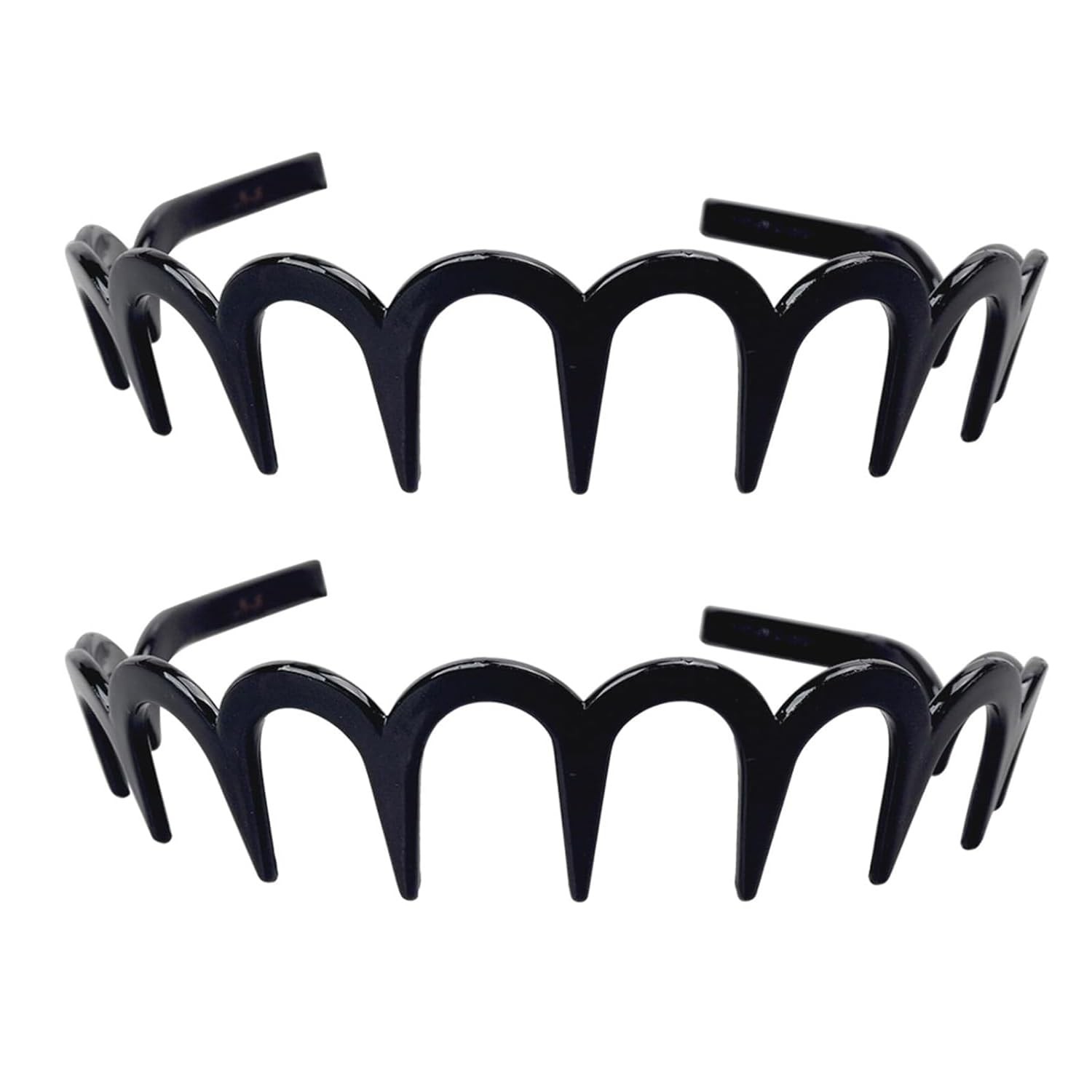 Treayes 2025 New U Shape Fashion Tooth Hair Comb Headband, 2PCS High 1, Black
