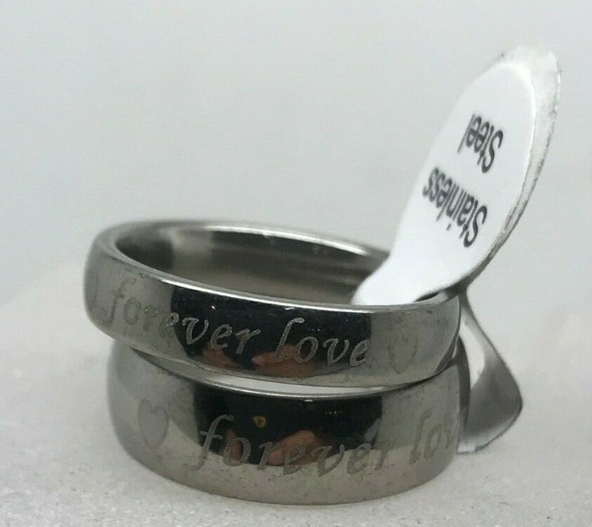 stainless steel 316L heart forever love silver ring