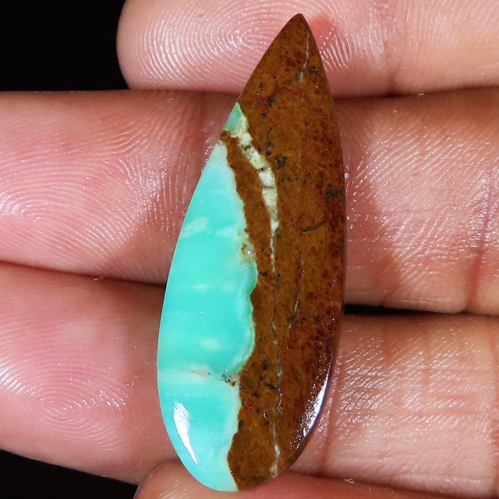 natural BIO CHRYSOPRASE pear cabochon loose gemstone 17.95 Cts. (13 x 38 x 4 mm)