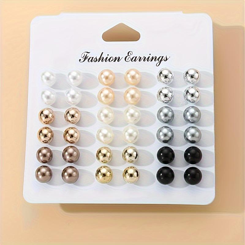 18 Pair Elegant Multi-color Imitation Pearl Stud Earrings Korean Jewelry Set