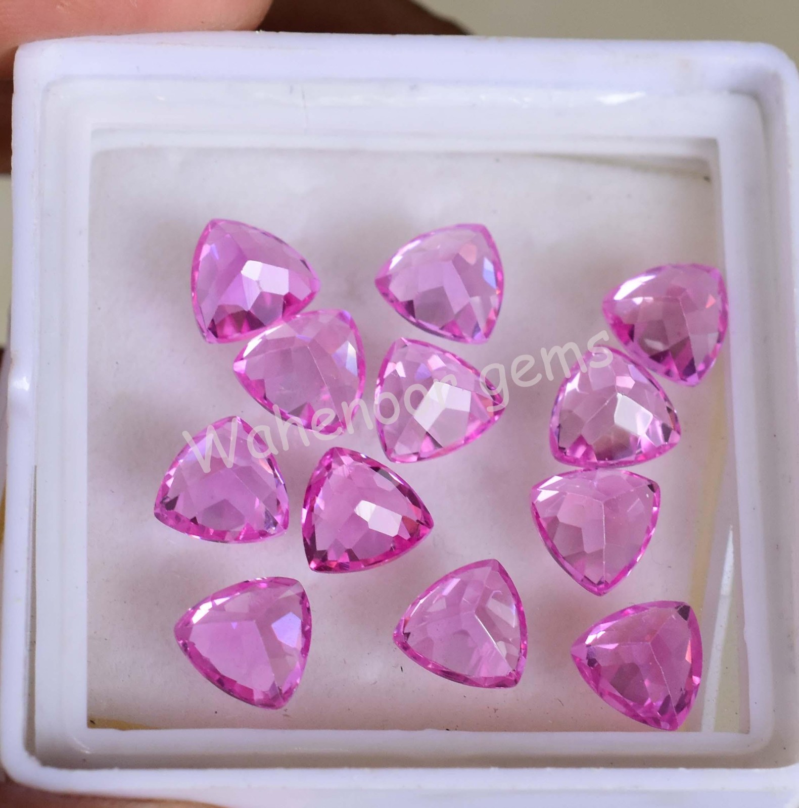 12 Pcs Natural Pink Mogok Ruby 6.90 MM Trillion Certified Loose Gemstone