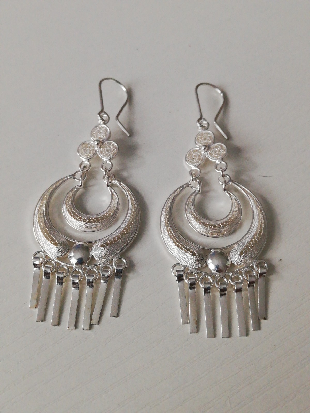. 970 Solid Silver Women’s CANDONGA Filigree Drop Earings New.