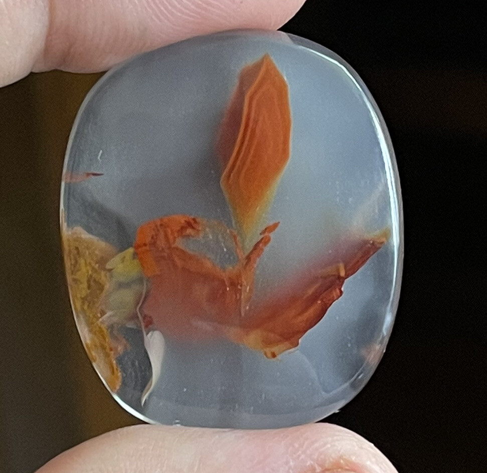 33.45x28x5.4mm Fine Kazakhstan Agate Cabochon Red Flower Collector’s Stone