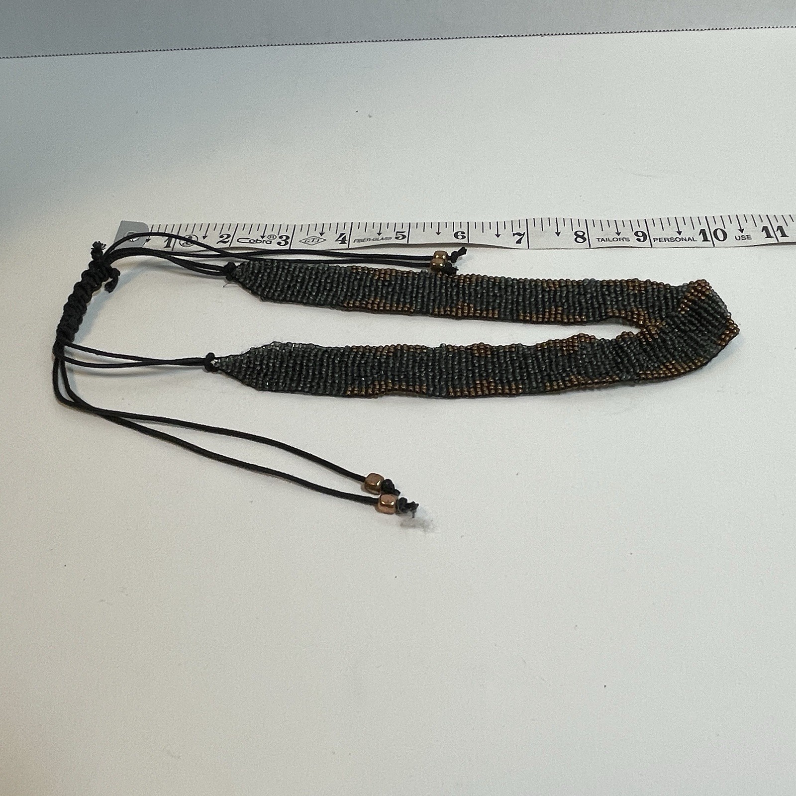 Pre-owned Boho Style Multi-strand Multi-color Seed Bead Necklace – Black Coppery