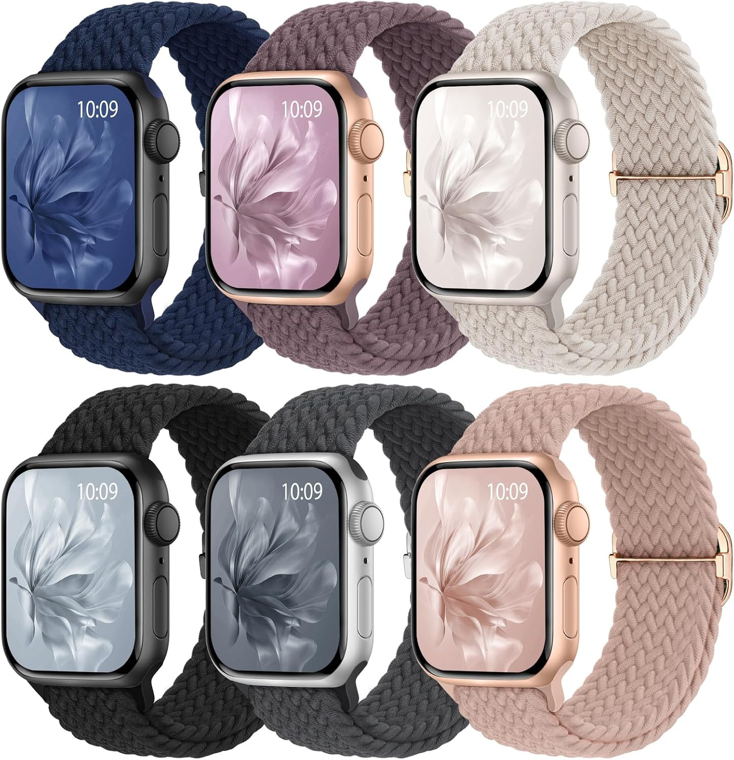 6 Pack Braided Stretchy Bands Compatible with Apple Watch 38Mm-49Mm Women Men