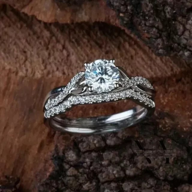 2.80 Ct Round Cut Created Diamond Women’s Bridal Set Ring 14K White Gold Finish