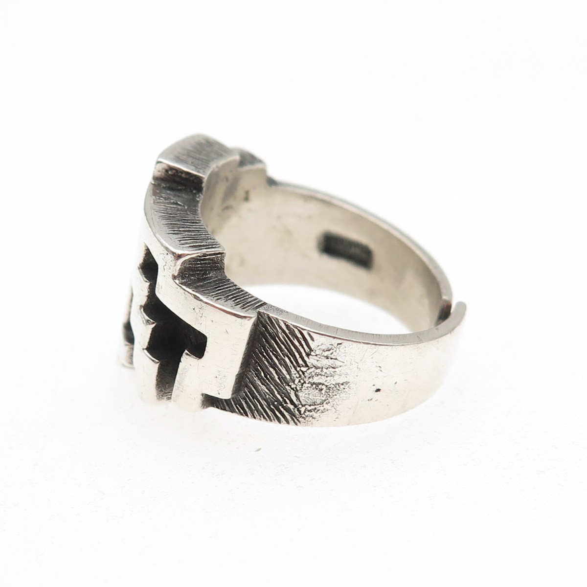 Industria Argentina Sterling Silver Vintage Modernist Adjustable Ring Size 6.75