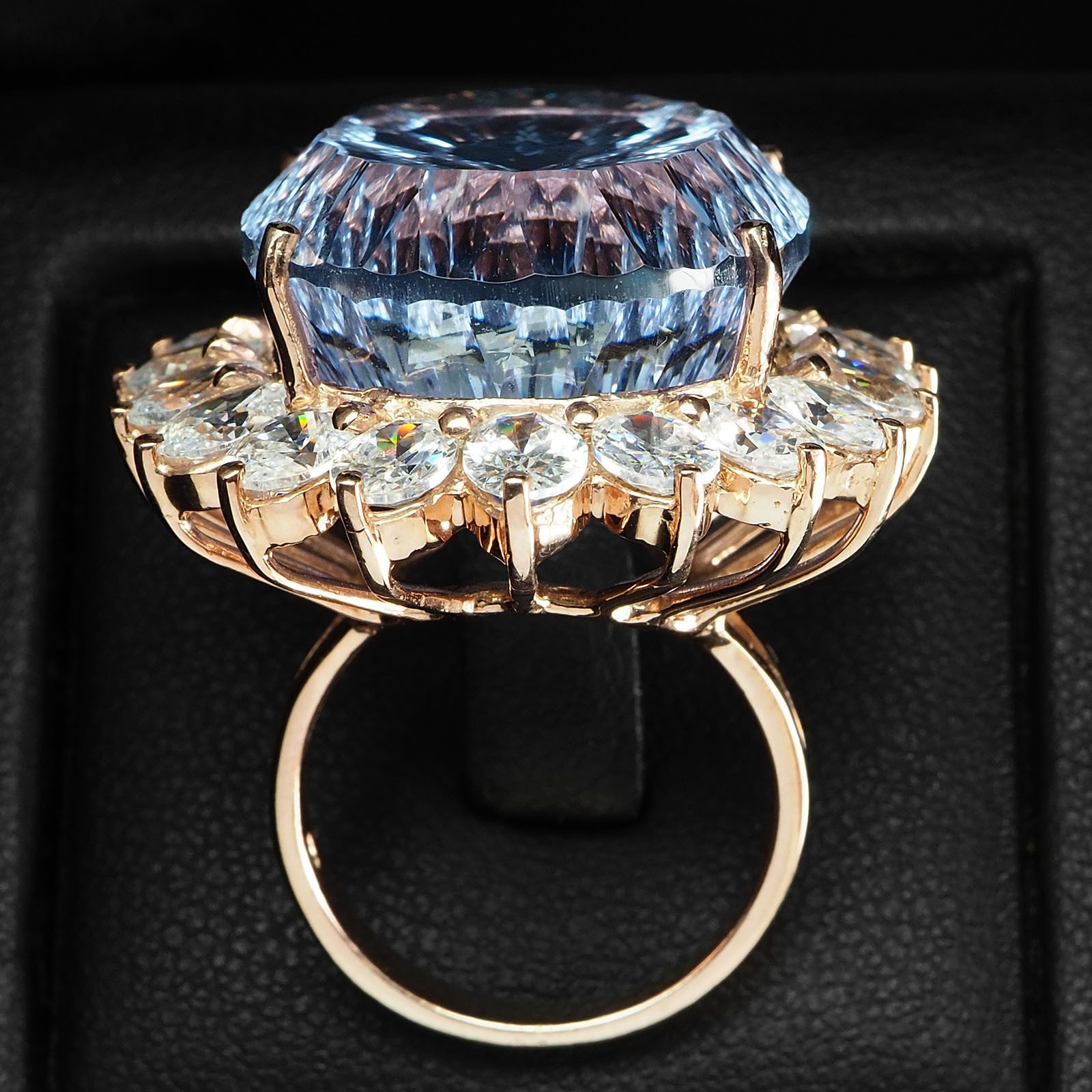 Color Changing Alexandrite Concave 40.90Ct 925 Sterling Silver Rose Gold Rings