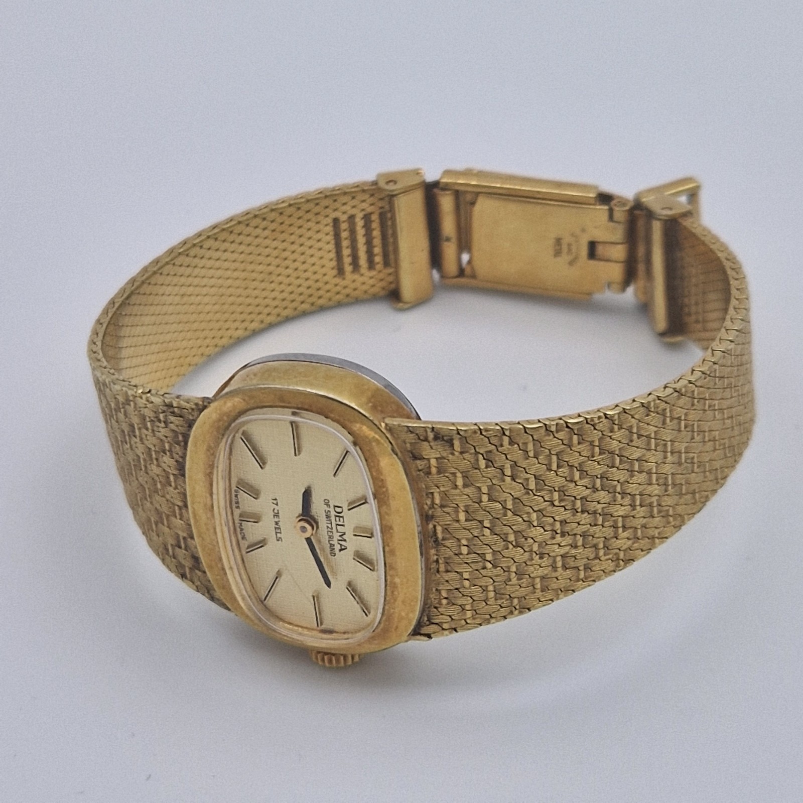 Vintage DELMA Ladies Swiss Mechanical Hand-Wind Watch 17 Jewels Gold Tone