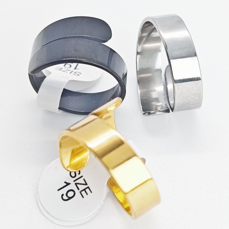 36 Pcs 6mm Open Cut Stainless Steel Rings Mixed Colors Unisex Stackable Jewelry