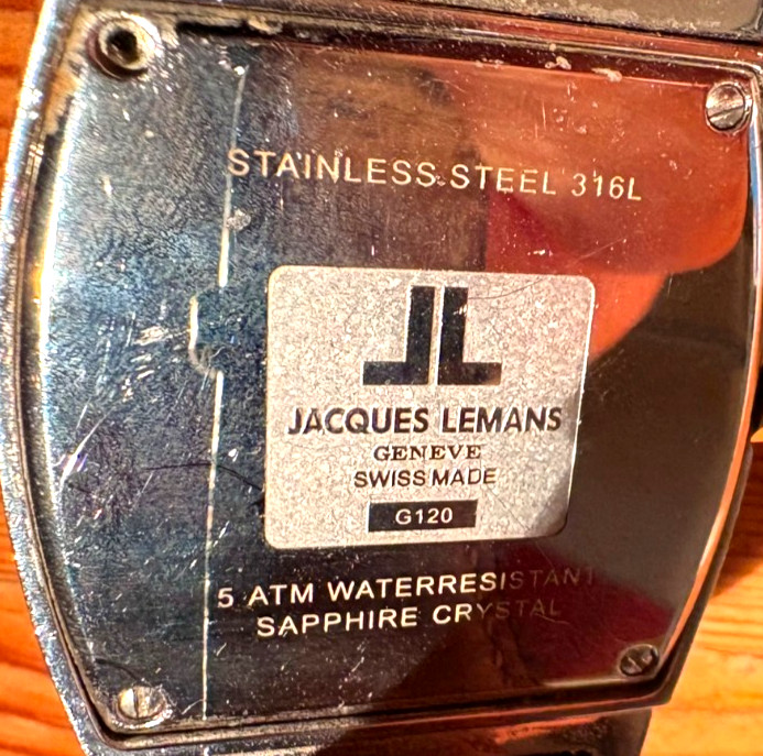 JACQUES LEMANS G120 MENS WATCH GENEVE SWISS 5 ATM SAPPHIRE CRYSTAL