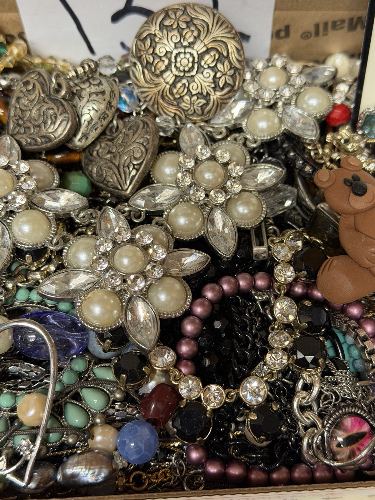 Vintage & Modern Some Signed Costume Jewelry Lot Full Small Priority Box # 132