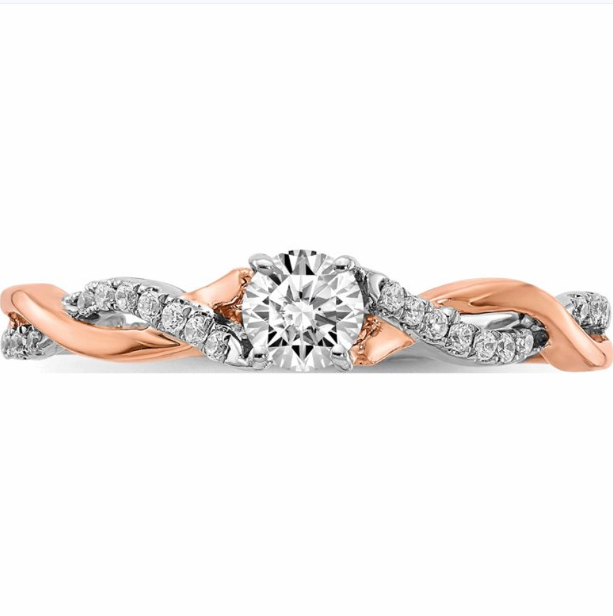 Enchanted Disney Round Twisted Shank Solitaire Engagement Ring In 925 Silver