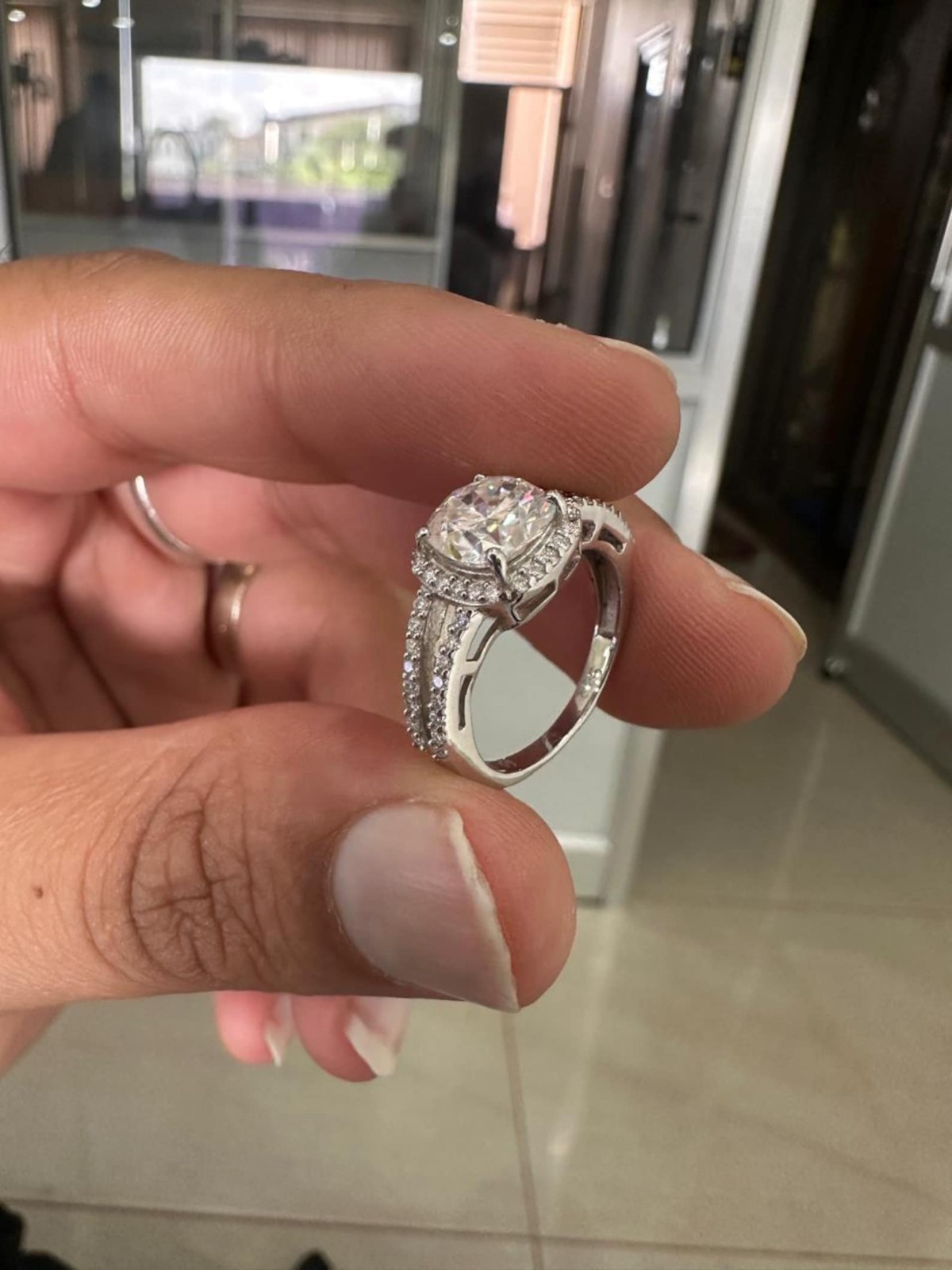 Cushion Moissanite Halo Ring 925 Silver Engagement Ring Bridal Wedding Gift