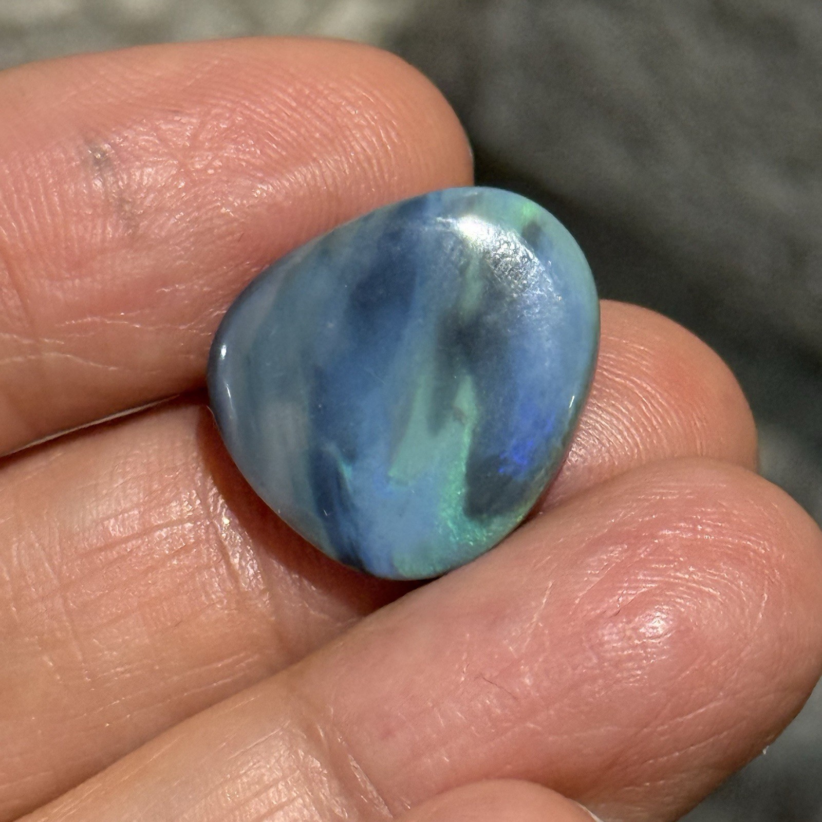 9.05ct 18.8×16.7×3.9mm Solid Picture Australian Black Opal Cabochon Loose Gem