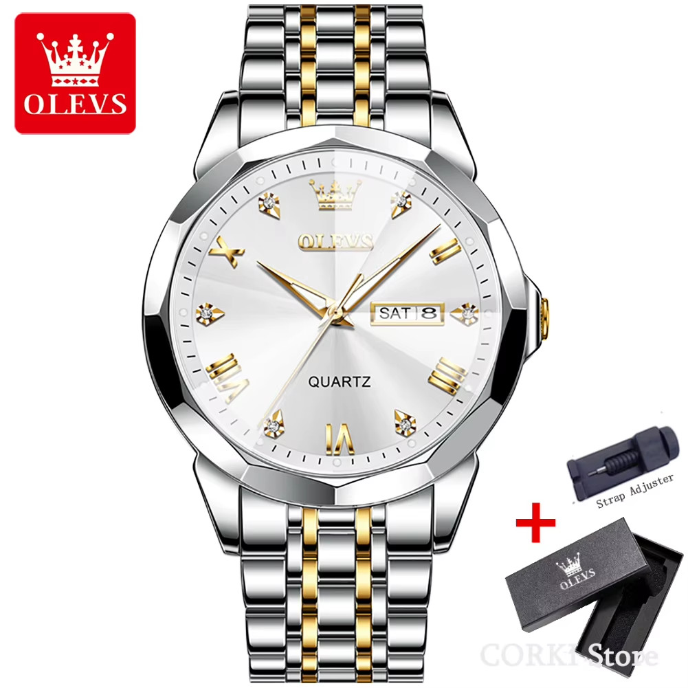 OLEVS 9931 Men’s Quartz Watch | Stainless Steel Luminous Calendar Waterproof