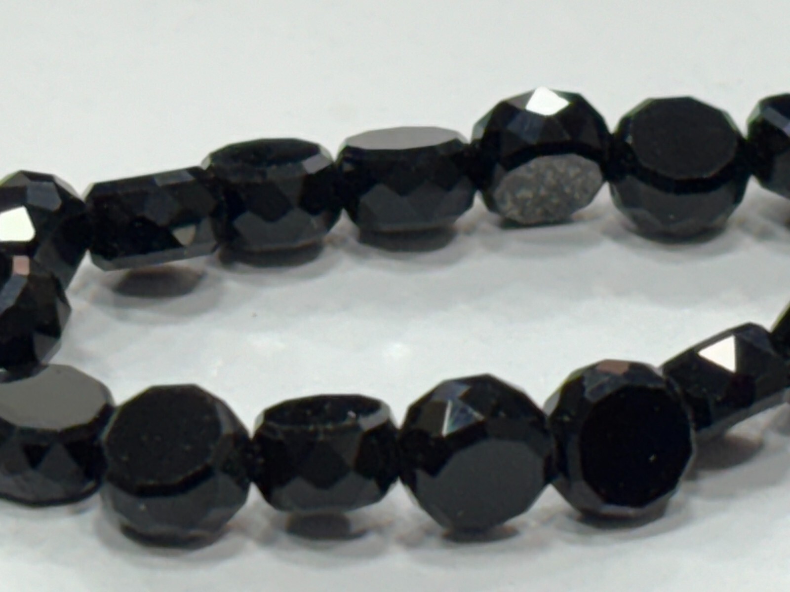 Black Onyx Coin Faceted 5.5-6 mm Gemstone Beads 12.5 Inch