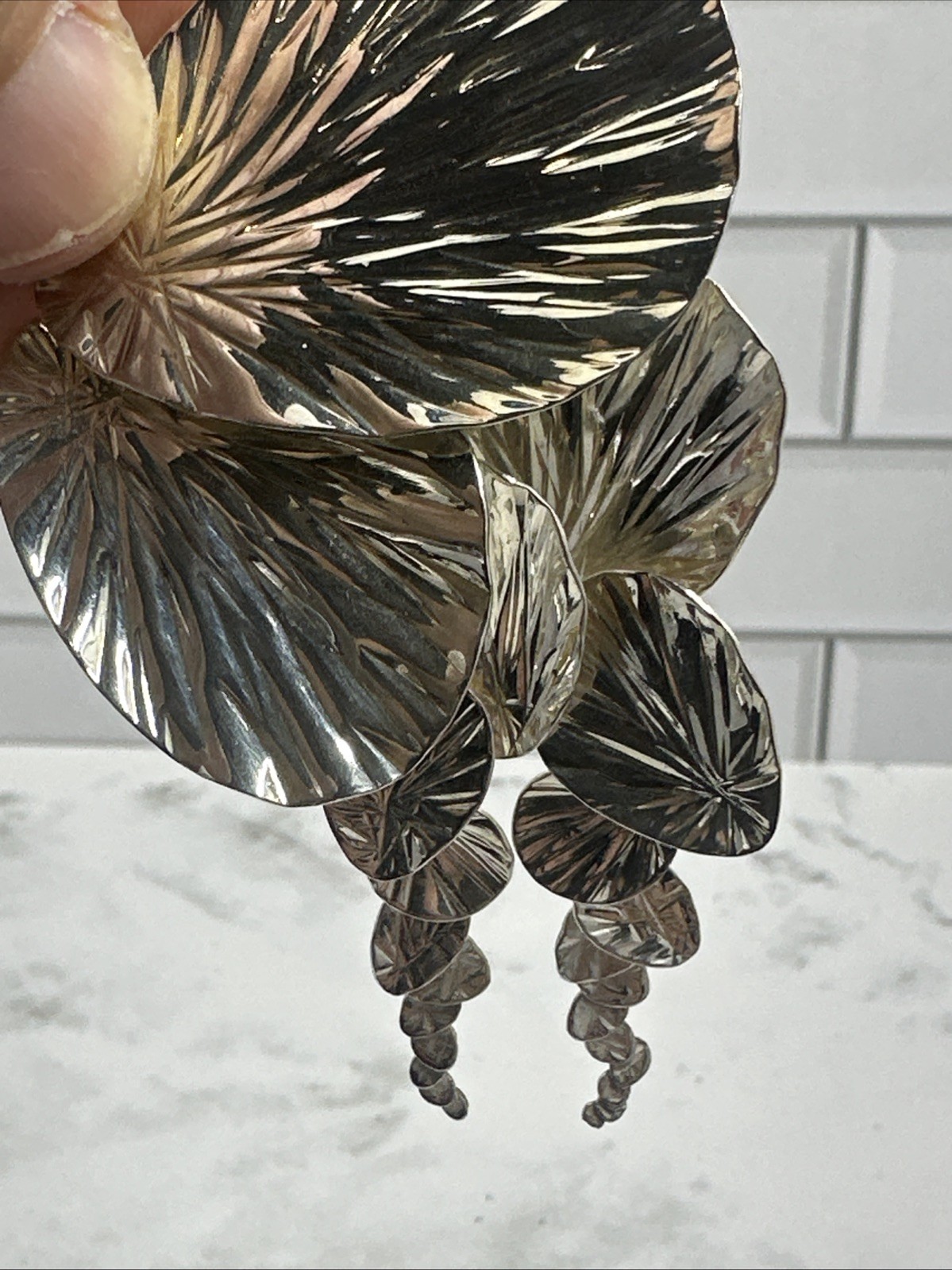 Ann King 925 Sterling Silver Leaf Cascade Articulated Brooch Handmade USA 17G