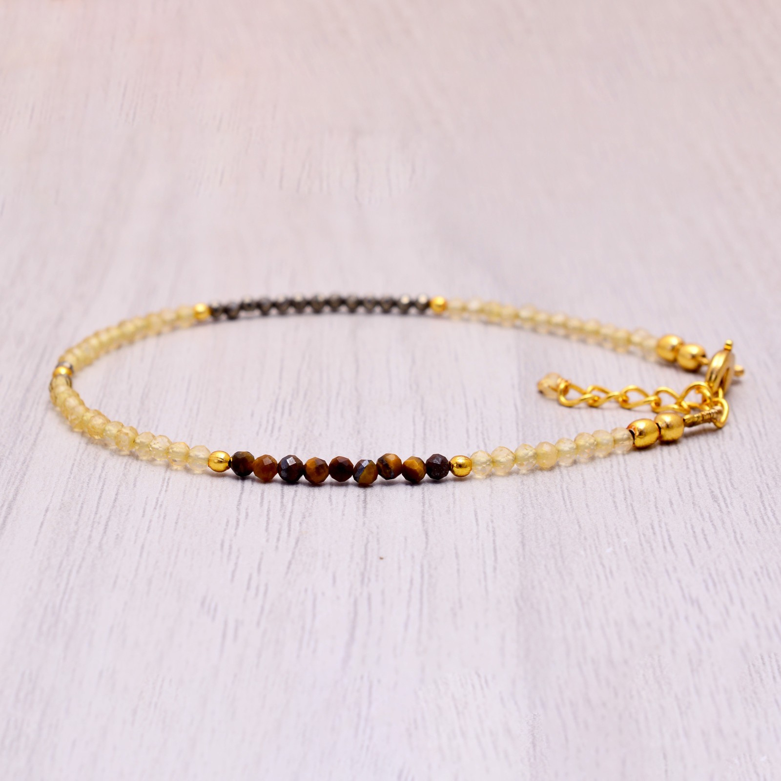 Abundance Bracelet, Wealth Bracelet with Citrine Tigers Eye Pyrite Gemstones,