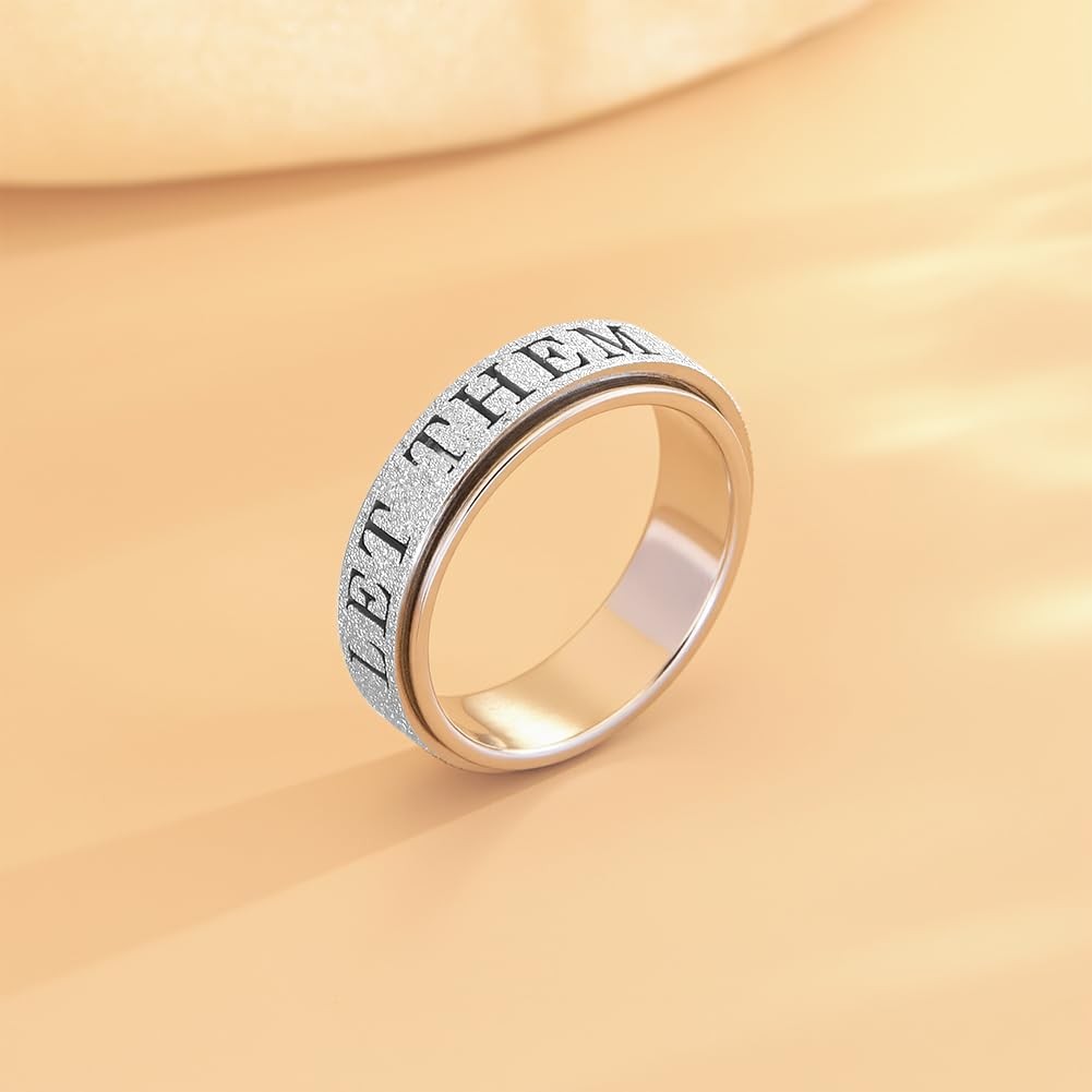 Adults Anxiety Ring for : Fidget Spinner Cute Let Them Symbol Thumb Ring Stai…
