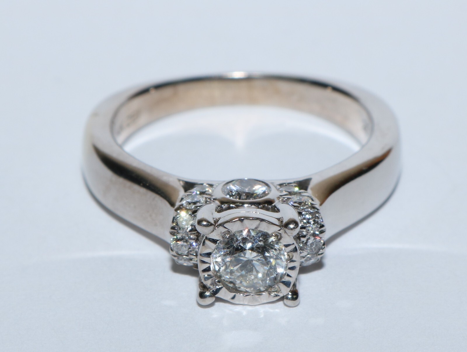 ESTATE 1.00 tcw Natural Diamond Solid 14K White Gold Custom Ring 6.2g