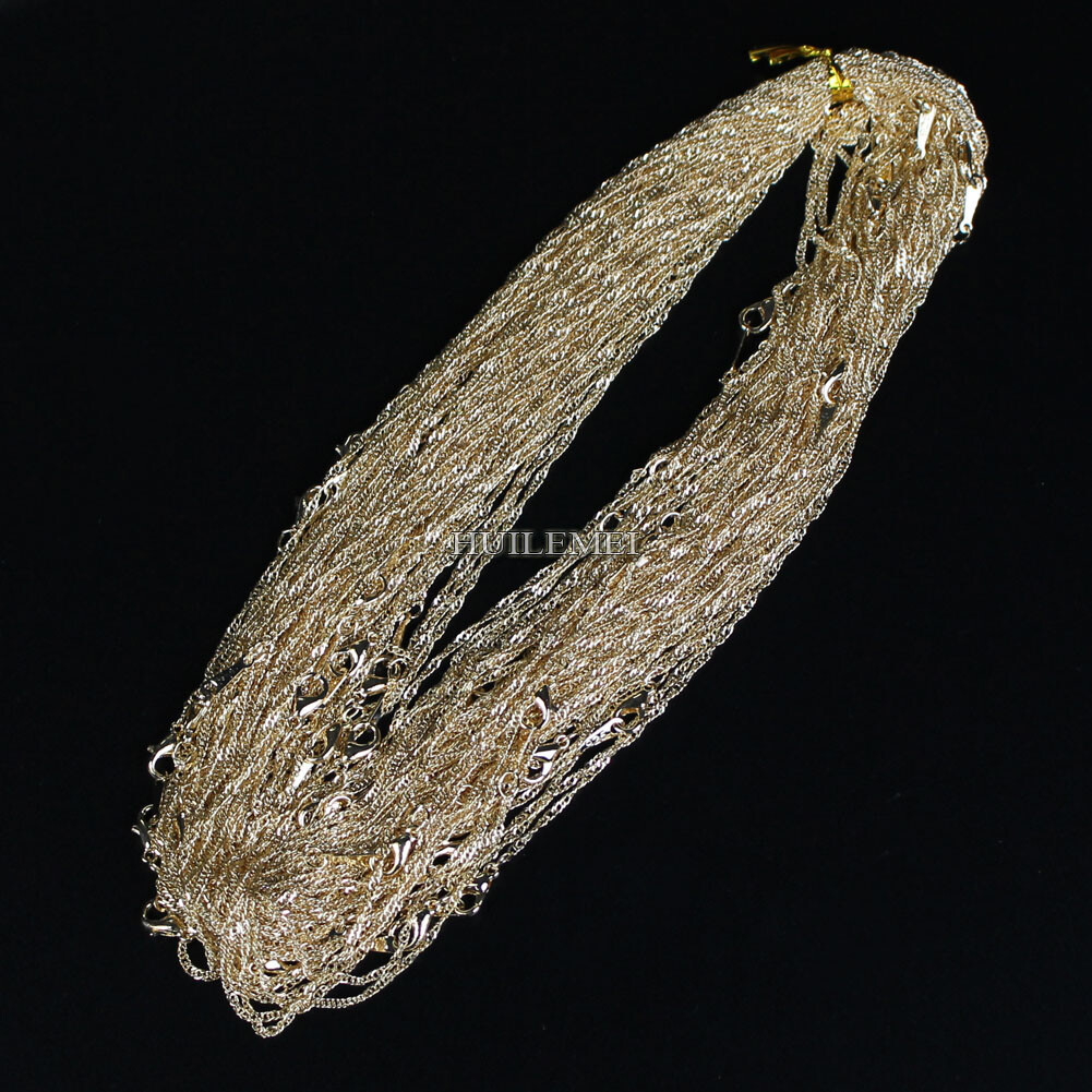 Wholesale 10pcs/lot 2mm KC Gold Color Water Wave Chain Necklaces 16″ 18″ 20″ 24″