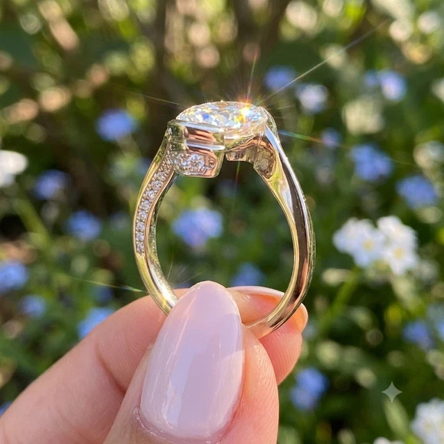2.5 CTW Marquise Cut Moissanite Bypass Engagement Ring In 14k Yellow Gold Plated