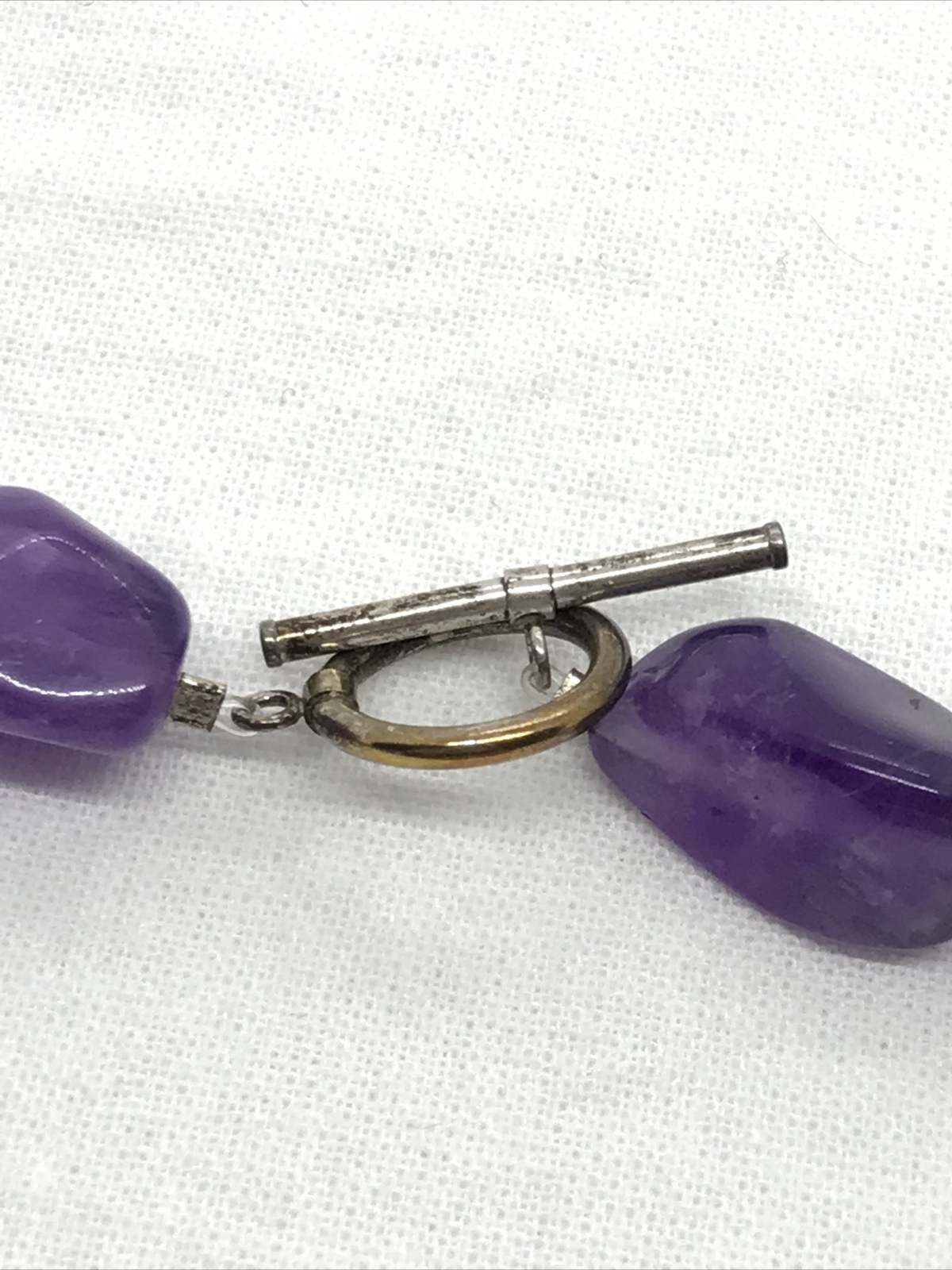 Vintage Sterling Silver Natrual Amethyst Stones 16″ Necklace