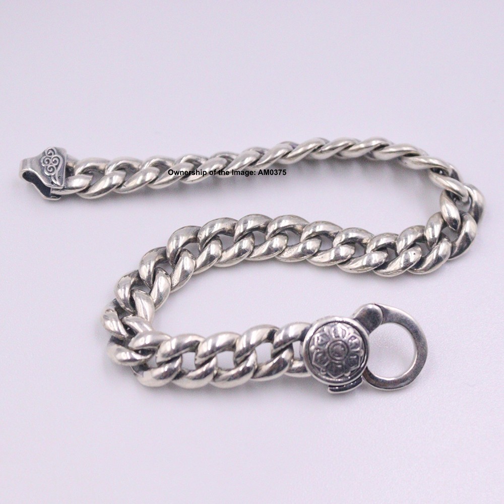 Pure 925 Sterling Silver Women Men Bracelet 9mm Curb Cuban Link Chain 8.26inch