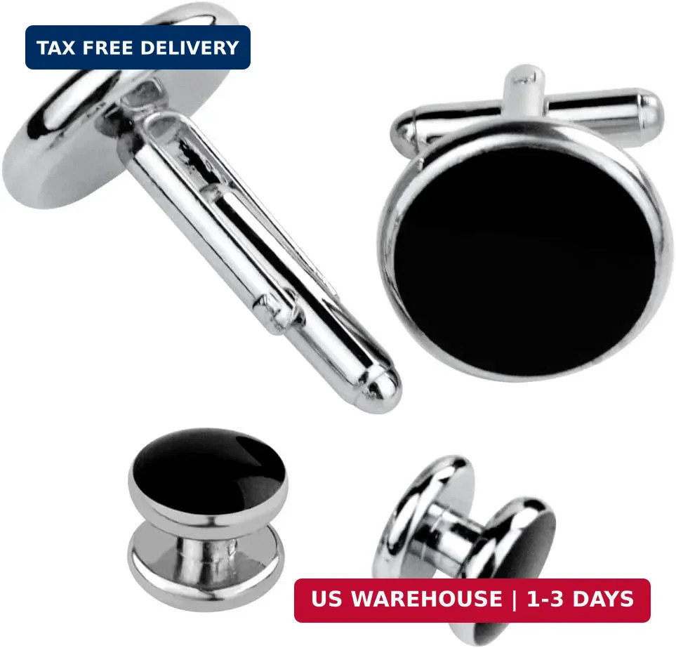 Tuxedo Studs and Cufflinks Set, Mens Cufflinks and Cuff Studs Set Cuff Links Sta