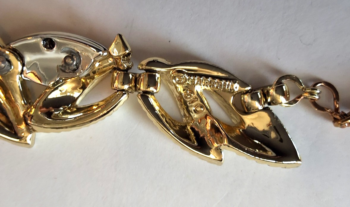 Vintage Signed and Numbered Marboux Gold Tone and Rhinestones Necklace.
