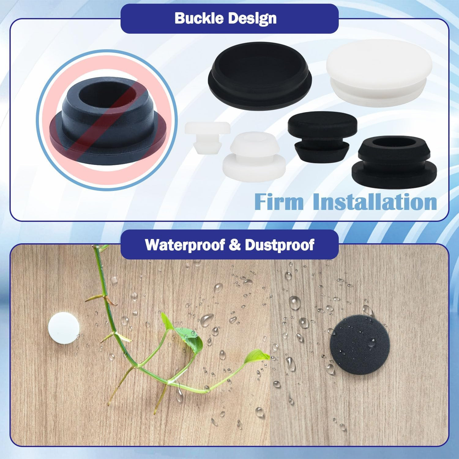 100PCS 7 Sizes Rubber Hole Plugs Assorted for Round Holes 1/5″ 1/4″ 5/16″ 3/8″ 1