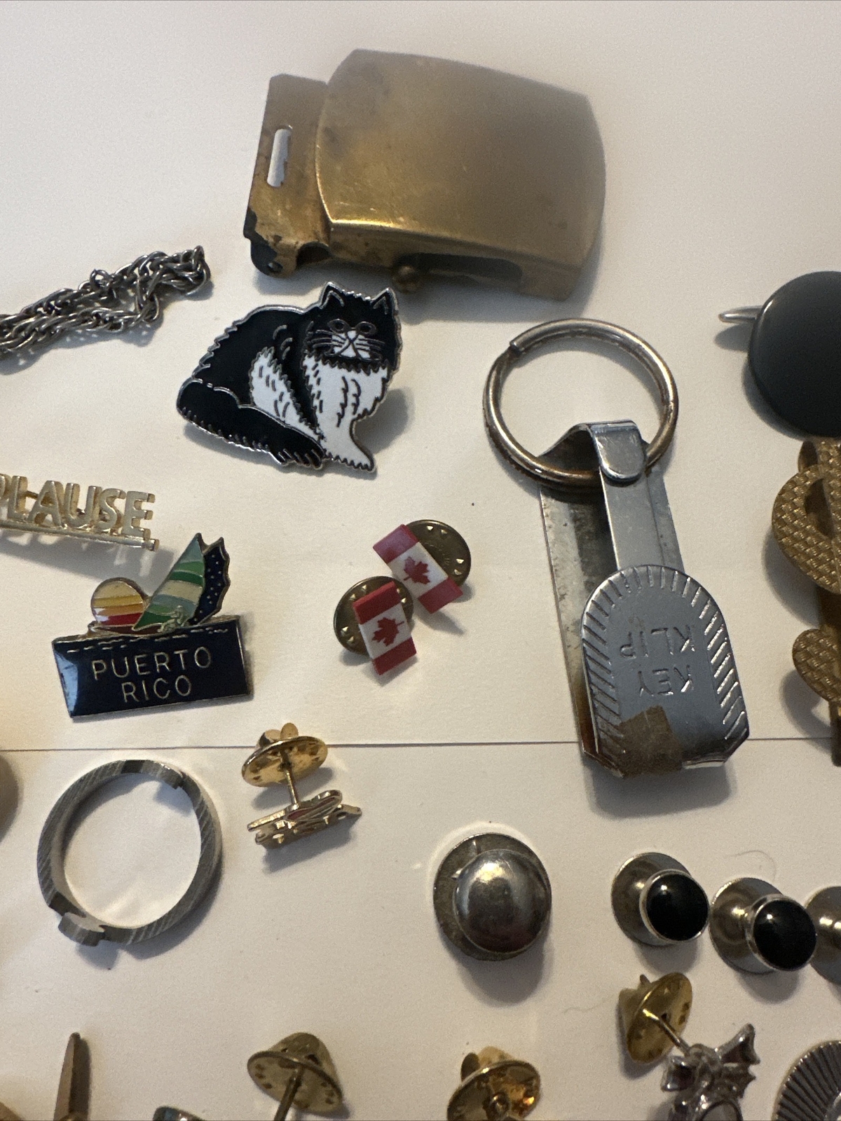 Vintage Men’s Junk Drawer Lot Cuff Links Pins Ring Money Clips #D339 60 PCS
