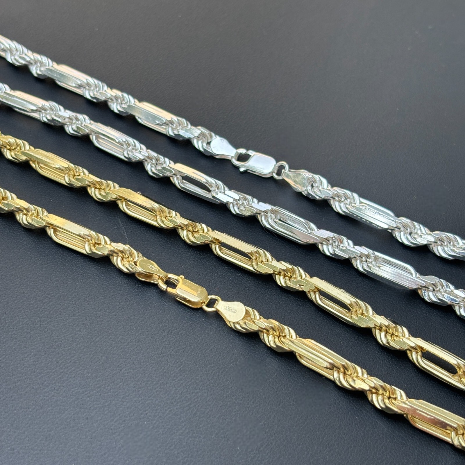 6mm Figarope Chain Necklace – Real Solid 925 Sterling Silver Or 14k Gold Vermeil