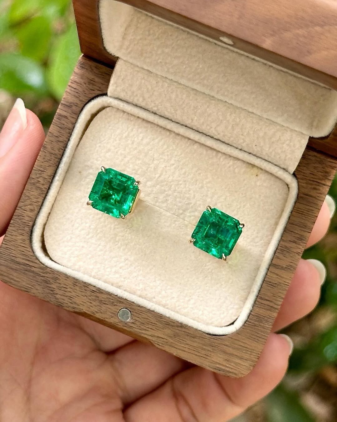 Stud Emerald Earrings 14k Yellow Gold Natural Zambian Emerald Stud Earrings