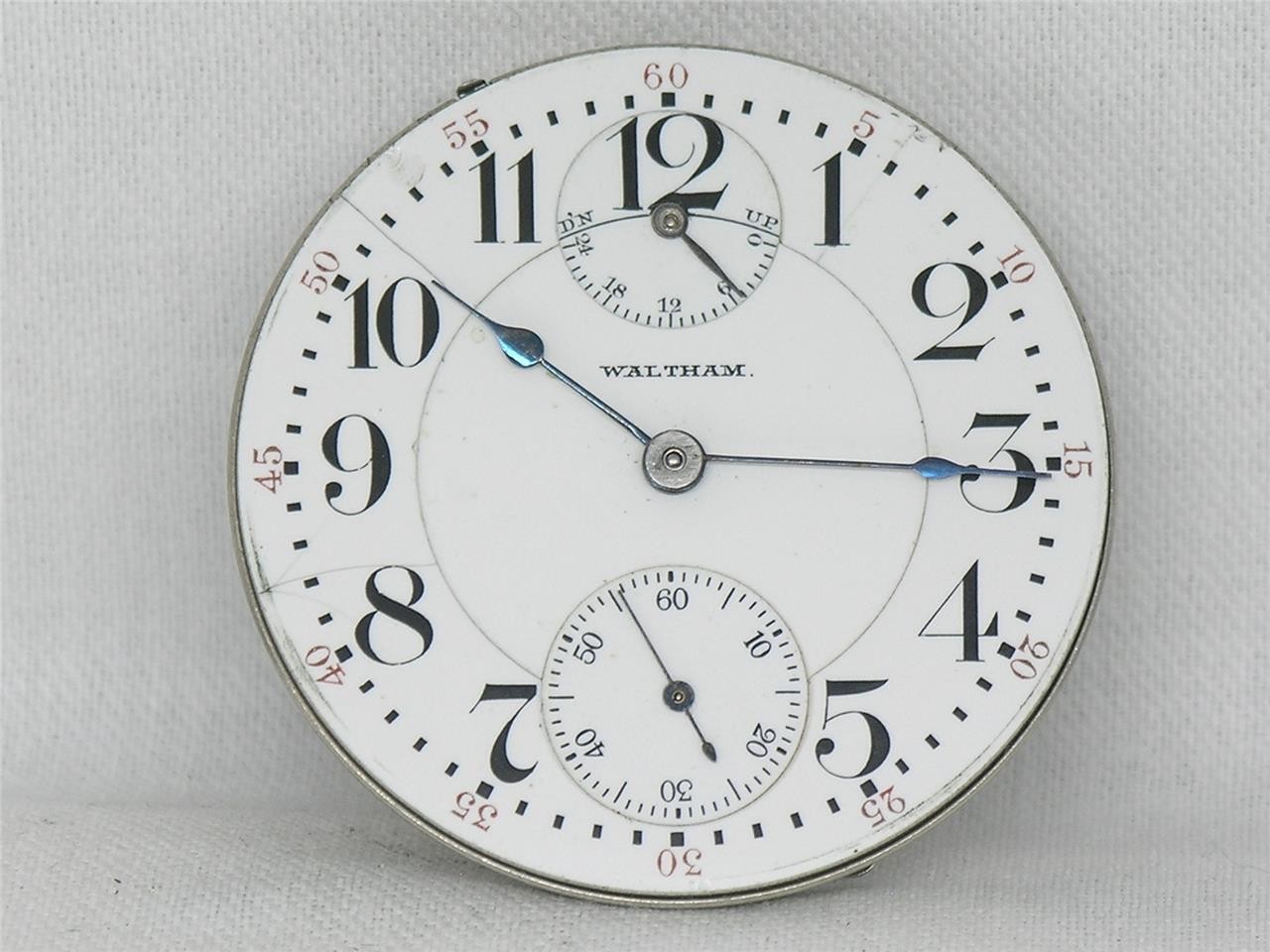 16S WALTHAM 21 JWL CRESCENT STREET WIND INDICATOR RAILROAD POCKETWATCH, RUNNING!