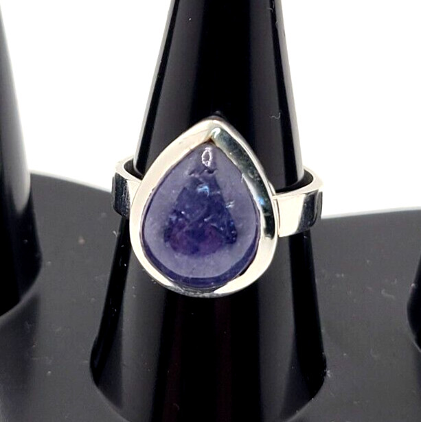 Natural Blue Tanzanite Stone Ring 925 Sterling Silver Size 8 Handmade 5.67 grams