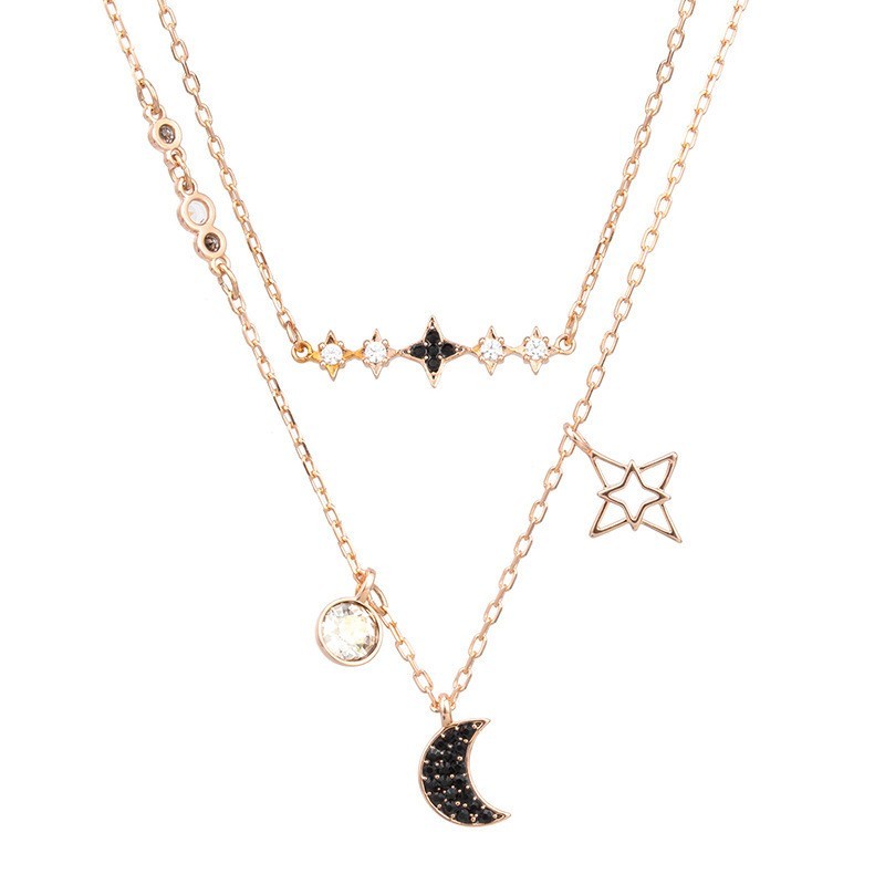 Swarovski Crystal Symbolic Star & Moon Necklace Bracelet Earrings Set