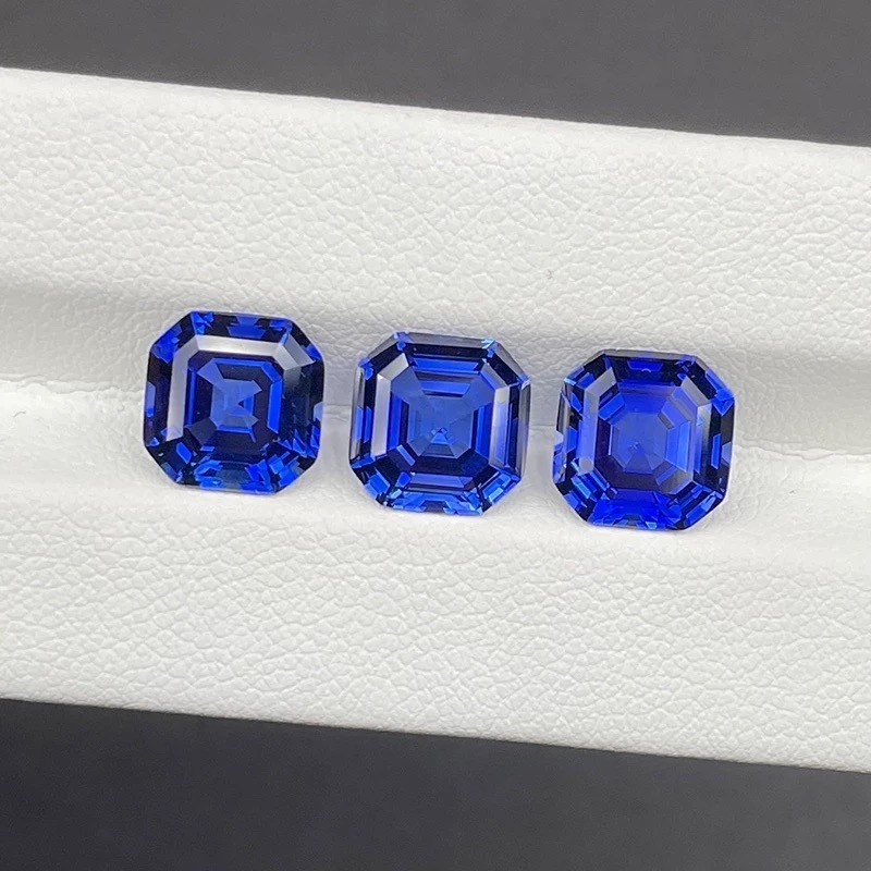Lab Grown Sapphire Royal Blue Asscher Cut VVS1 Gemstone AGL Certificate