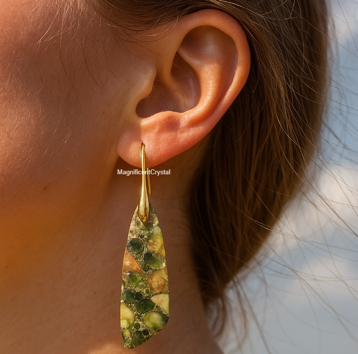 Green Jasper Earrings Energy Balance Stone Earring Women Jewelry Xmas Gifts