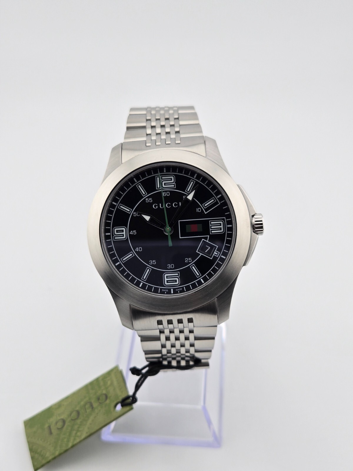 Gucci Men’s G-Timeless Black Dial Stainless Steel Watch – YA126201 ($825 MSRP)
