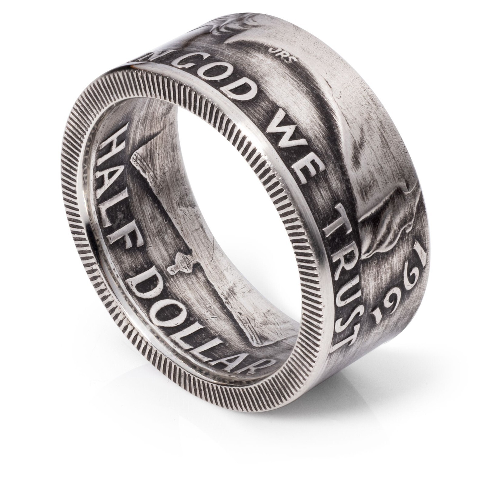 1950-1963 Silver Franklin Half Dollar – Coin Ring – Patina Finish